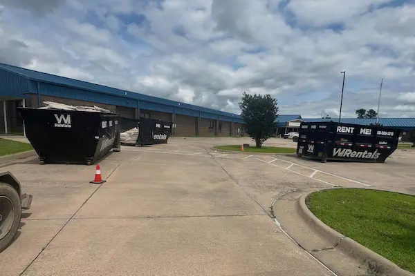 Three WI Rentals dumpsters in available sizes