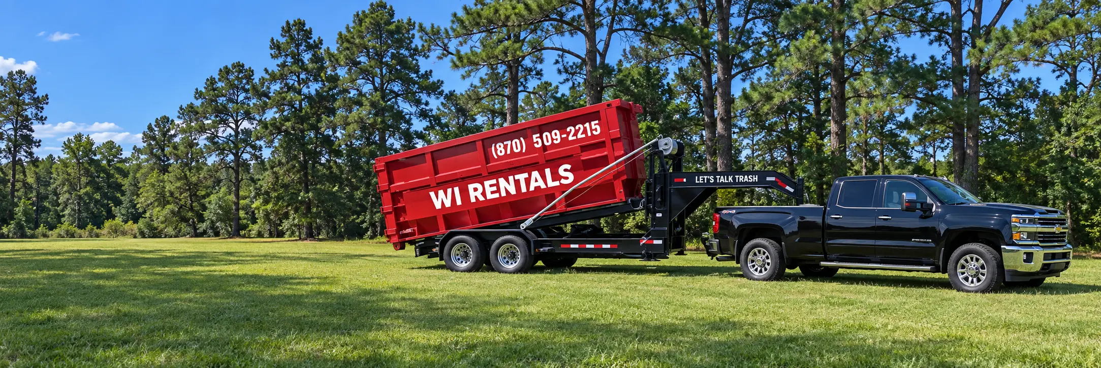 WI Rentals roll-off dumpster rental truck in Stuttgart, Arkansas