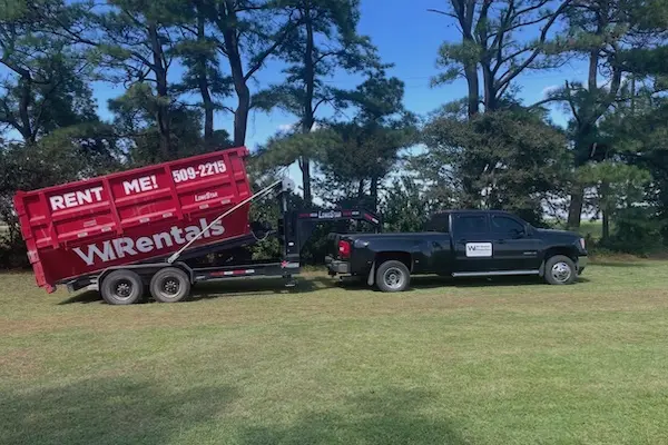 WI Rentals roll-off dumpster ready for delivery